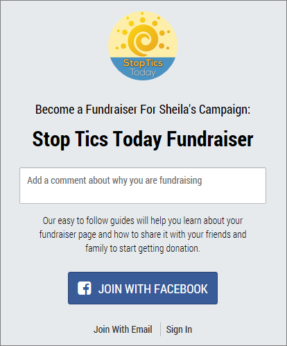 Stop Tics Today Fundraiser Page